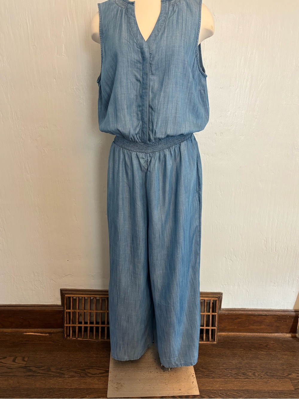 Lands' End Soft Indigo Sleeveless Jumpsuit